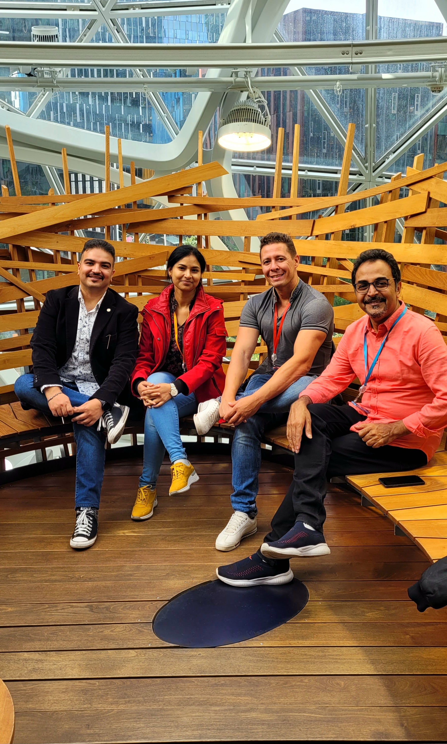 Ash Ahlawat with Amazon colleagues at the Amazon Spheres, Seattle